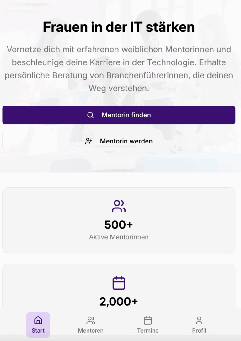 Startseite für eingeloggte Nutzer:innen